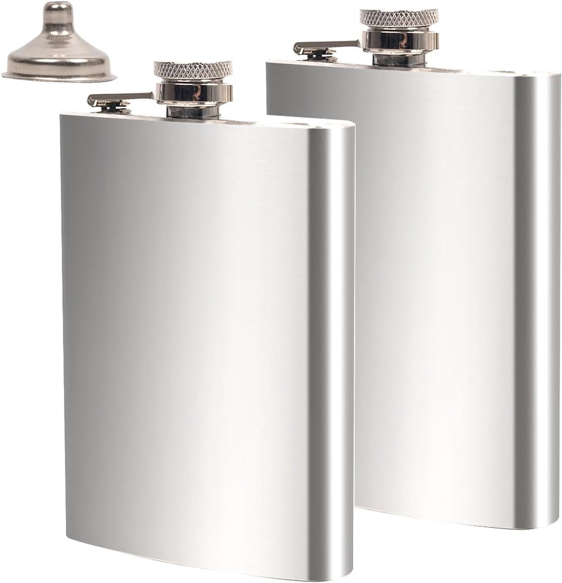 SnelShoppen - 2x RVS Heupfles 8oz + Trechter, Duurzame Whisky Fles voor Mannen, Perfect voor Feest, Camping, Reizen, Kado