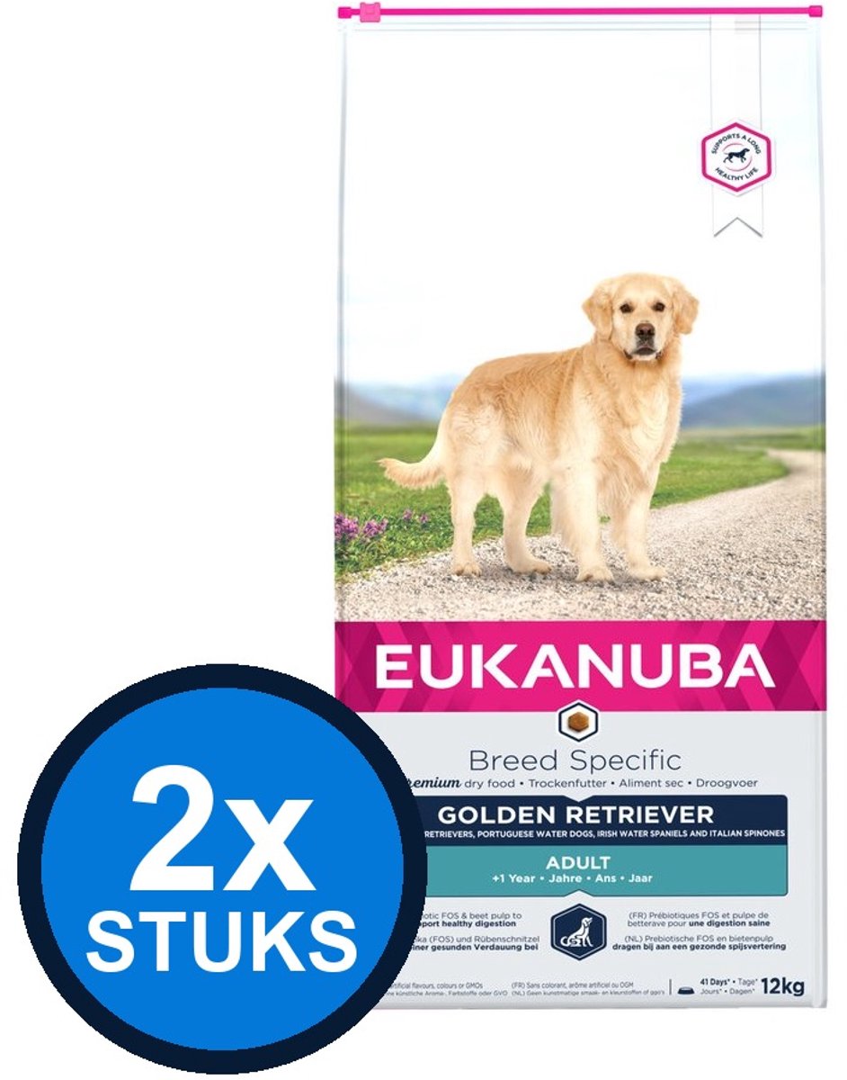 2x Eukanuba - Dog adult golden retriever chicken 12kg