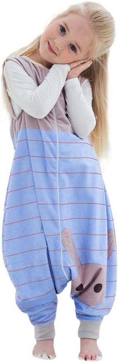 SnelShoppen - Unisex Maat 5-6 Jaar Zipper Sleeping Bag met Voetjes voor Baby's en Kinderen, Schattig Blauw Konijn, Ideaal voor Slaap- en Verjaardagsfe