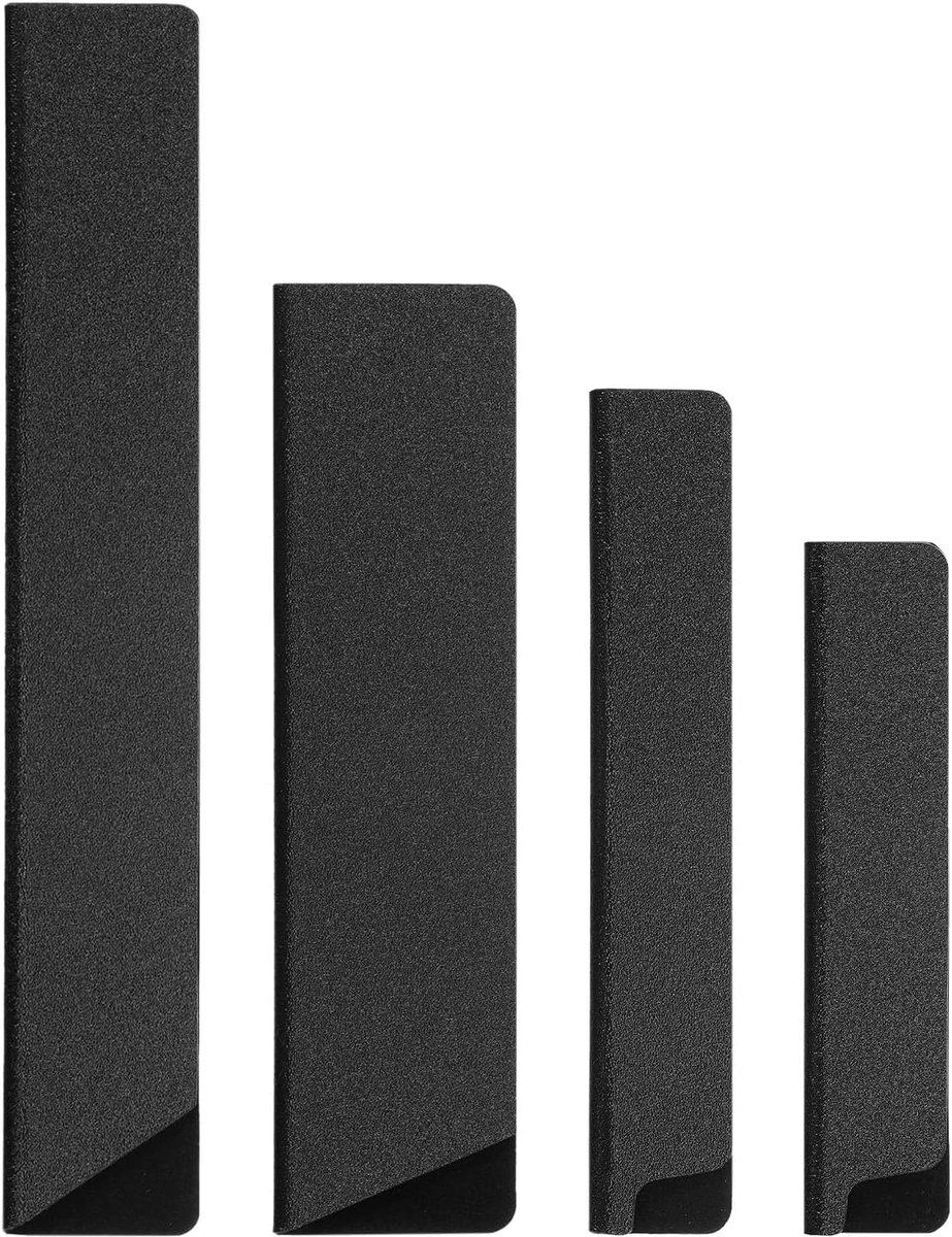 SnelShoppen - Set van 4 ABS Messenopbergdozen - Mesbescherming, Zachte Voering, Universele Pennenhouder voor Keukenmessen, Zwart, 120mm-250mm