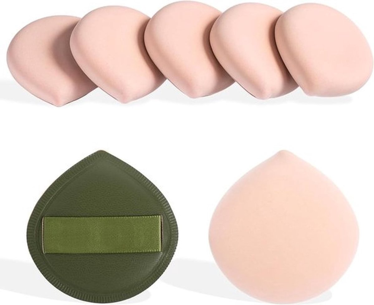 Set van 5 make-upsponsen voor vloeibare, crème en poeder foundation, latexvrij en veganistisch.