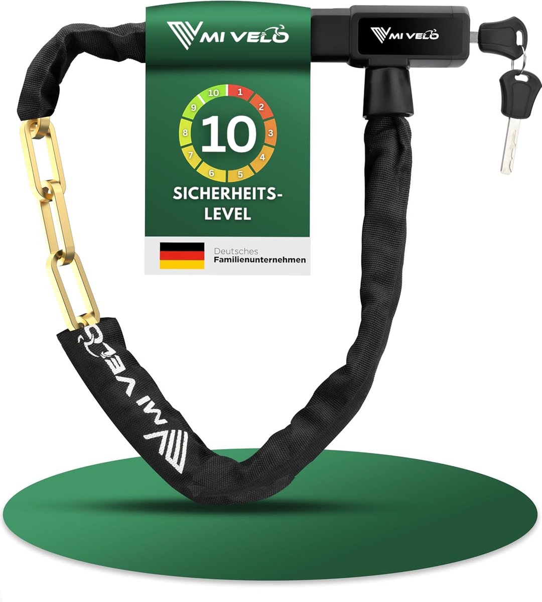 SnelShoppen - Fietsslot Kettingslot 85cm, Hoogbeveiligd, Gehard Staal, 8mm Vierkante Ketting, E-Bike en Scooter Vergrendeling met Sleutel, Anticorrosi