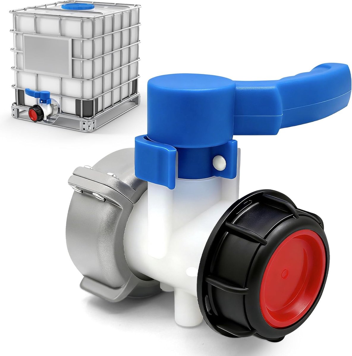 SnelShoppen - VEEKAY DN50 IBC-adapter 75 mm - Universele Adapter voor 1000 l Tank - Vlindertank met Veilig en Lekvrij Ontwerp - Voor IBC-container en