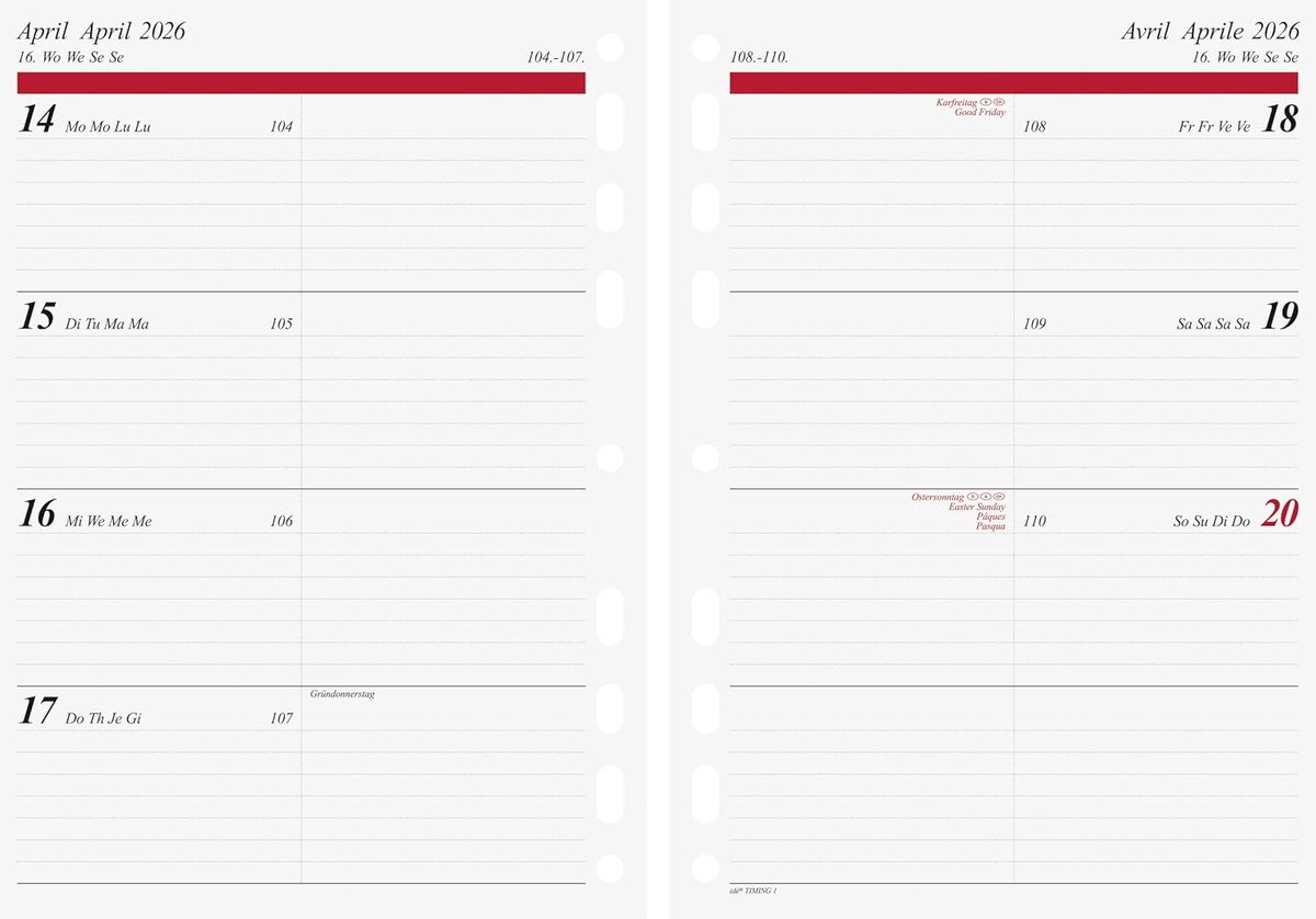 SnelShoppen - A5 Weekly Planner 2026 | 128 pagina's | Zwarte/Bordeaux kleur | 4 talen | Universeel perforatie | Jaar- en maandoverzicht