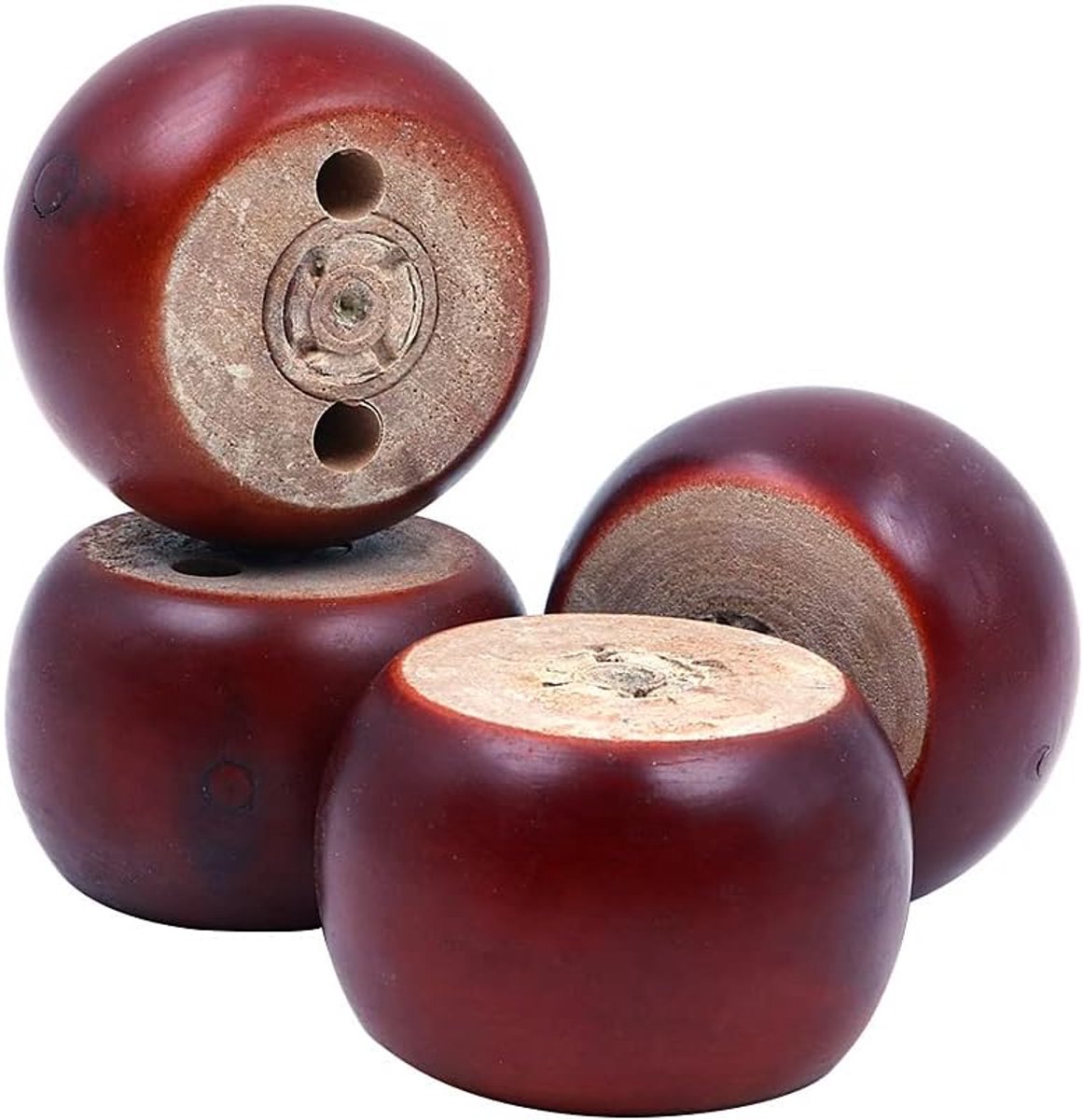 SnelShoppen - Set van 4 Rode Bruine Houten Rond 7 cm Diameter Vervangende Poten voor Sofa, Stoel, Tweezitter, Lade - Duurzaam en Stijlvol