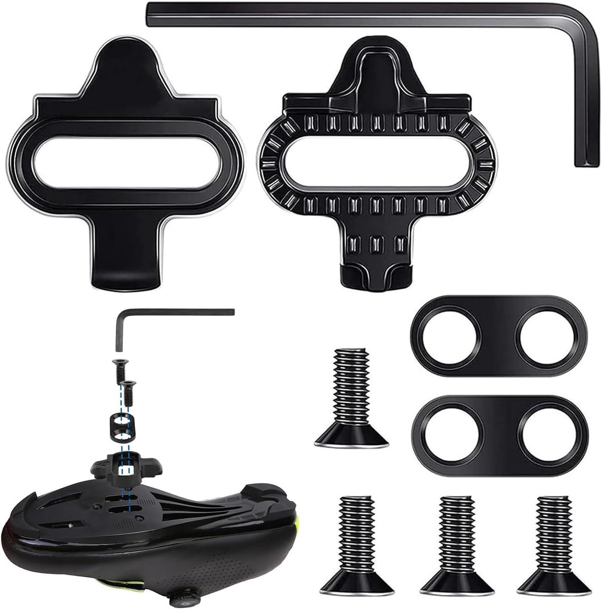 SnelShoppen - Fiets Knoppen, 2 Stuks, Zwart, Verstelbare Fiets Pedalen, SPD Compatibel, Voor Indoor Fietsen, MTB, Duurzaam, Hoogwaardig Materiaal