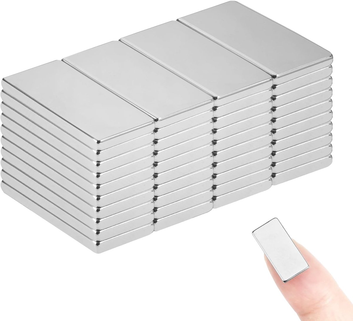 SnelShoppen - Pack van 40 Krachtige Rectangulaire Magneten 20x10x2mm | Neodymium Mini Magneten voor Whiteboard, Magnetisch Bord, Koelkast, School, Thu