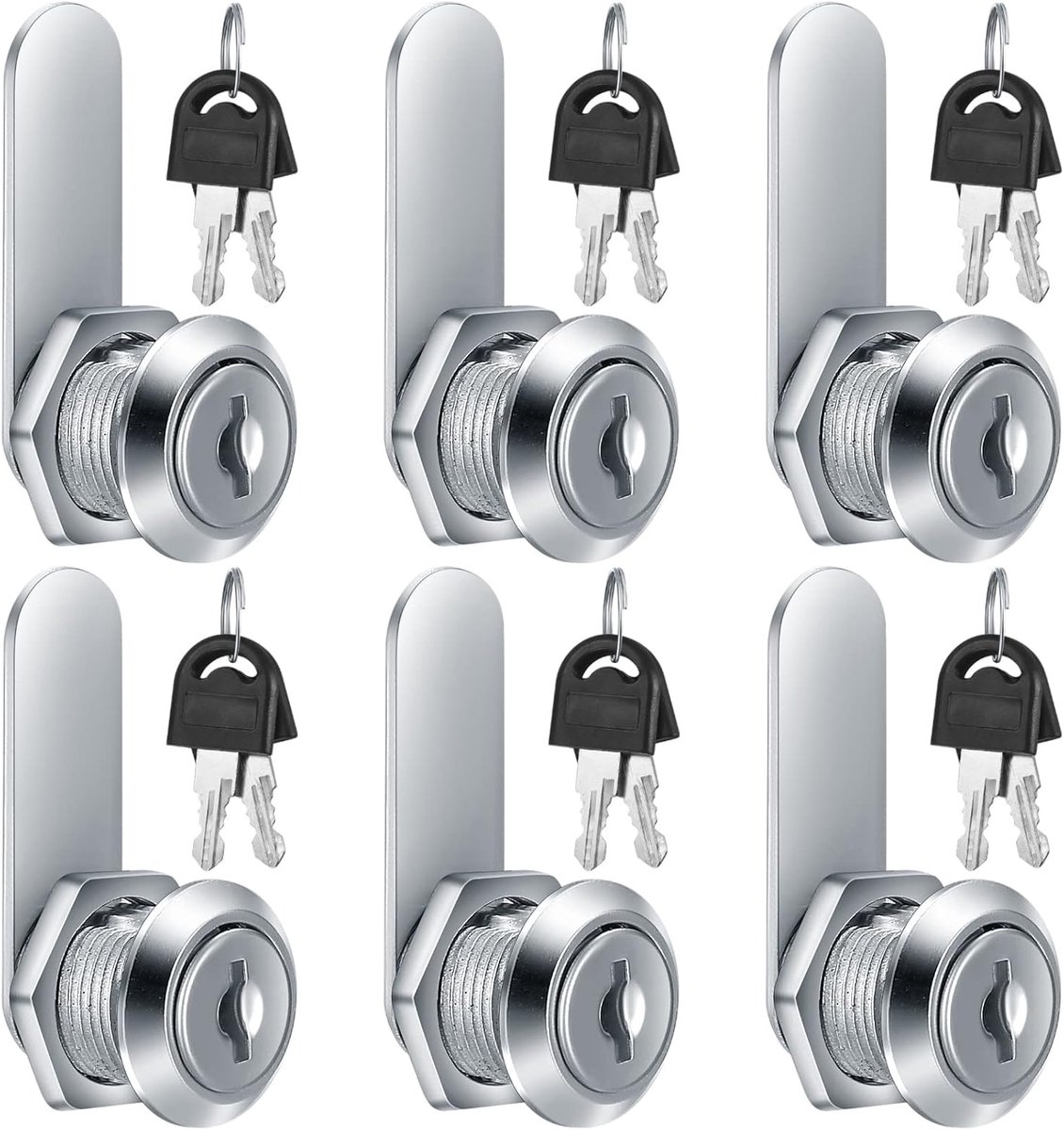 SnelShoppen - 6 Stuks Meubel Sloten 16mm - Sleutels Inclusief - Veiligheidslock voor Kast, Postbus, Meubels - Duurzaam Zinklegering - Eenvoudige Insta
