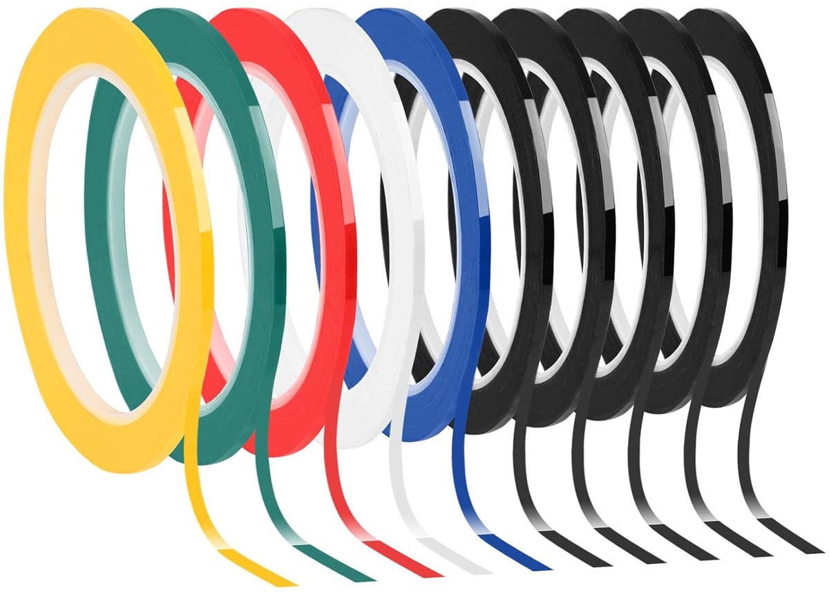 SnelShoppen - 10 Rollen Whiteboard Tape, 3mm x 66m Zelfklevende Tape, PET Artist Tape in 6 Kleuren, Ideaal voor Whiteboards, Blackboard, Notebooks en