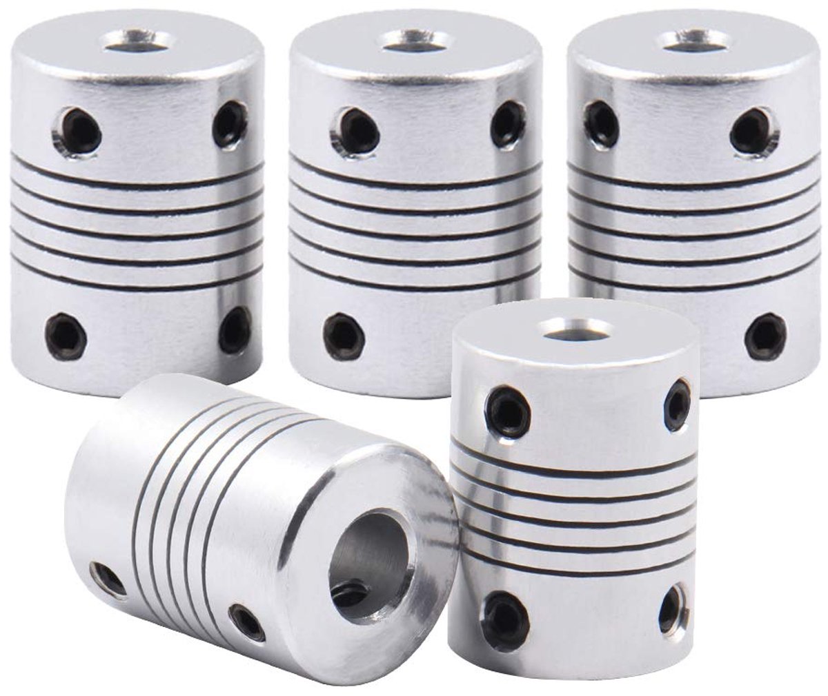 SnelShoppen - 5x Flexibele Koppelingen 5mm-8mm Aluminium Legering voor NEMA 17 Stappenmotor, RepRap 3D Printer, CNC Machine