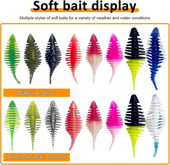 Forel Rubber Set - Zacht Kunstaas - Forelvissen Vissen - Bionisch Design - 30 Stuks 50g - Diverse Kleuren — afbeelding 3