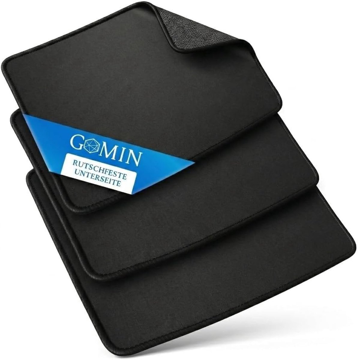 SnelShoppen - Gaming Mouse Pad 28x20 cm - 3er Pack Non-Slip Desk Pad - Voor PC en Laptop - Zwarte Muismat met Gestikte Randen voor Precisie en Snelhei