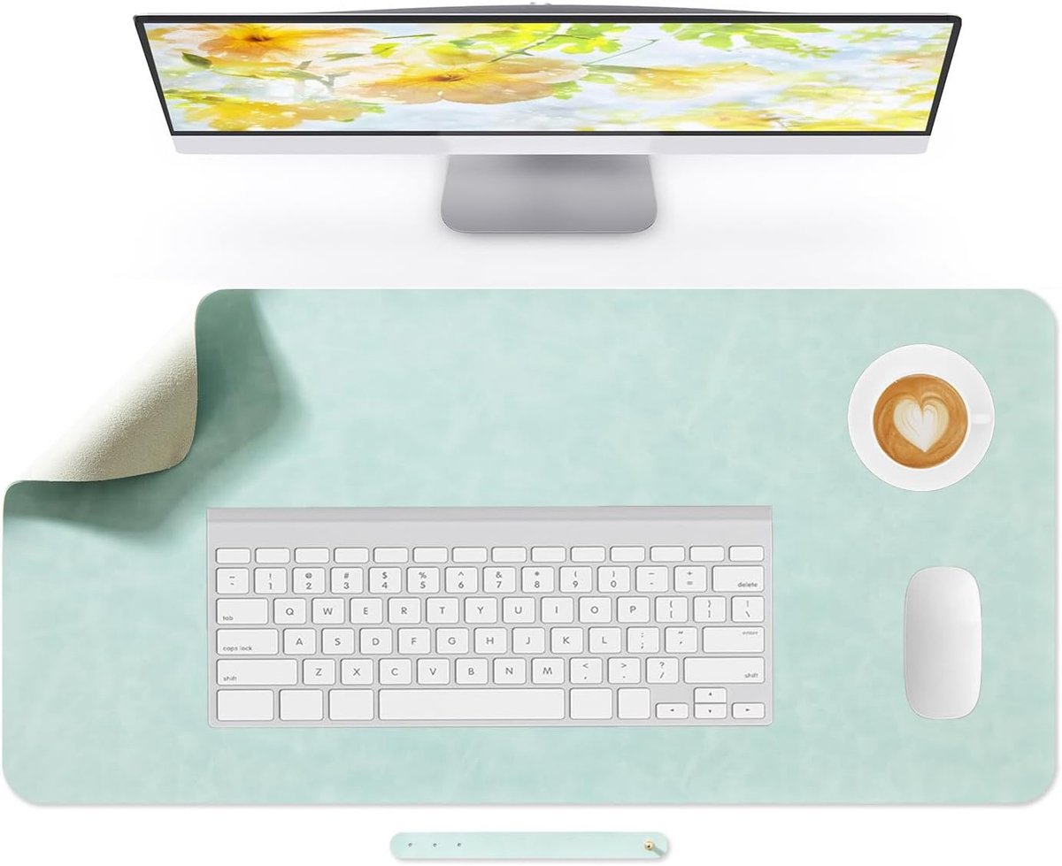 SnelShoppen - Desk Pad Mouse Pad Lichtgroen 80x40cm PU Leer - Waterdicht, Antislip, Bureau Bescherming - Ideaal voor Thuis en Kantoor
