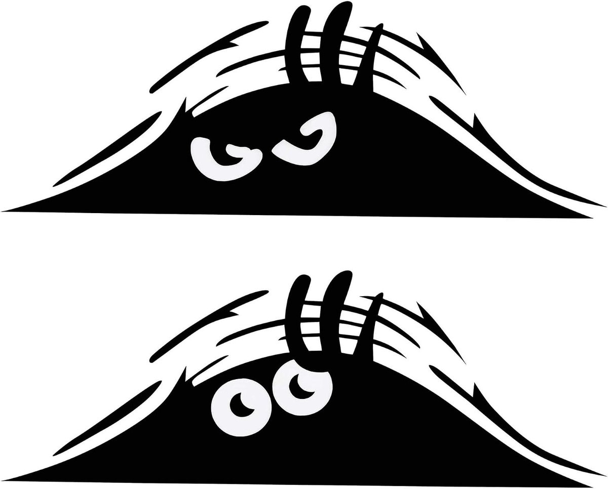 SnelShoppen - 2PCS Peeking Monsters Auto Stickers - Scary Eyes Waterproof Car Decals - Zwarte Peeping Elf Stickers voor Auto Raam, Bumper, Laptop, Mot