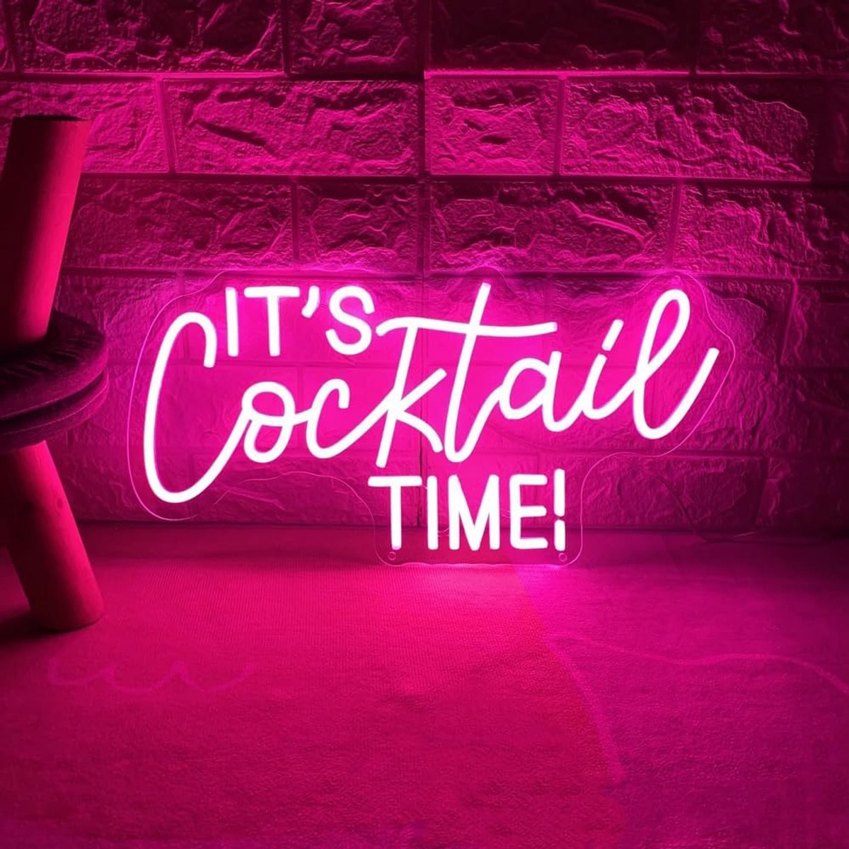 SnelShoppen - Neon Sign It's Cocktail Time - Dimbare Warm Witte LED Neon Licht voor Wanddecoratie - USB Neonlicht voor Pub, Bar, Club, Restaurant, Coc