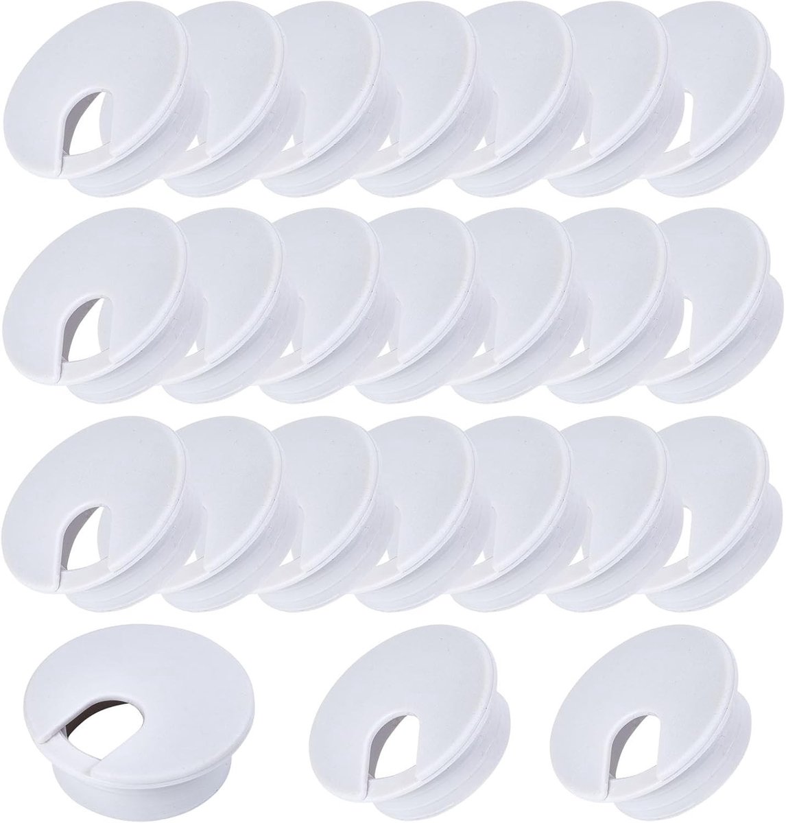 Set van 24 Kabeldoorvoeren voor Bureau, 35mm Kabelgrommets, Kabelmanagement Oplossingen voor Tafel (Wit)