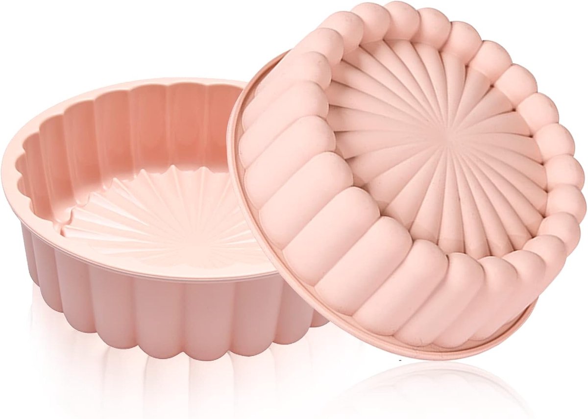 SnelShoppen - Silicone Baking Mold 20cm - 2-Piece Oven-Proof Cake Mold voor Cheesecake & Laag Cake | Non-Stick Rond Cakevorm Set (Beige)