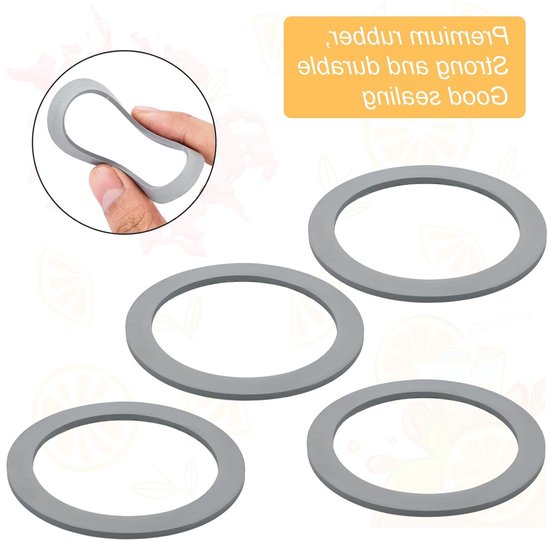 Blender O-Ring Vervangingsset van 4 Stuks, Rubber Grijs, Geschikt voor Goede Afsluiting en Compatibiliteit met Diverse Blender Merken — afbeelding 3
