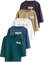 Next - Jongens - Set van 5 T-shirts met lange mouwen - Blauw