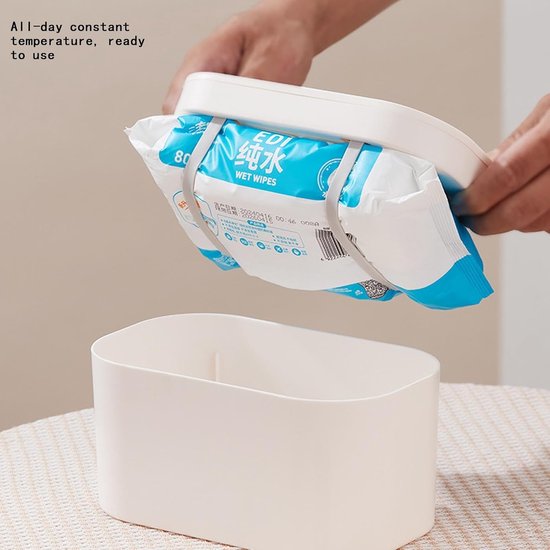 Babydoekjes Verwarmer - Doekjesdispenser Warm - Nachtelijke Luierwissel - Gelijkmatige Bovenverwarming - 150 Doekjes Capaciteit - Wit — afbeelding 2