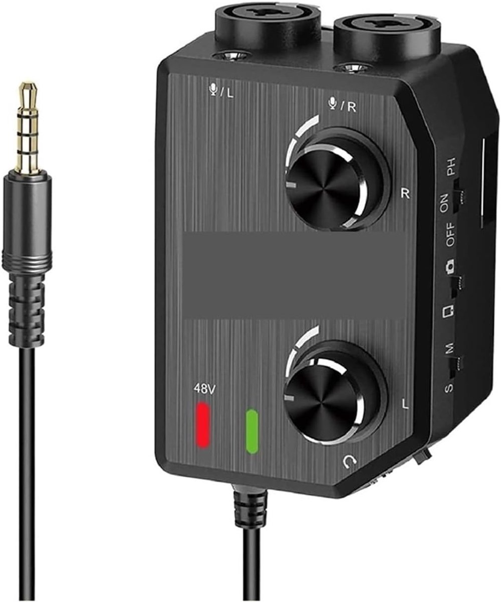 Audio Interface - Microfoon Mixer - Opnemen Muziek - Dubbele Kanaal Ingang - 50 Gram - Zwart