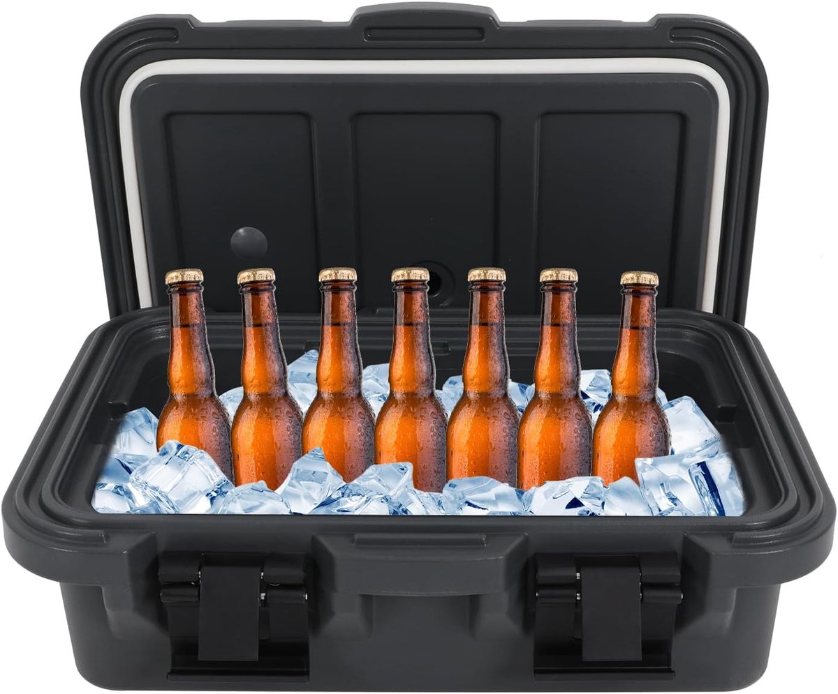 Isolatiebox - Koelbox warmhoudbox - Voedsel transport - 8 uur temperatuurbehoud - 63 x 44 x 21 cm - Zwart