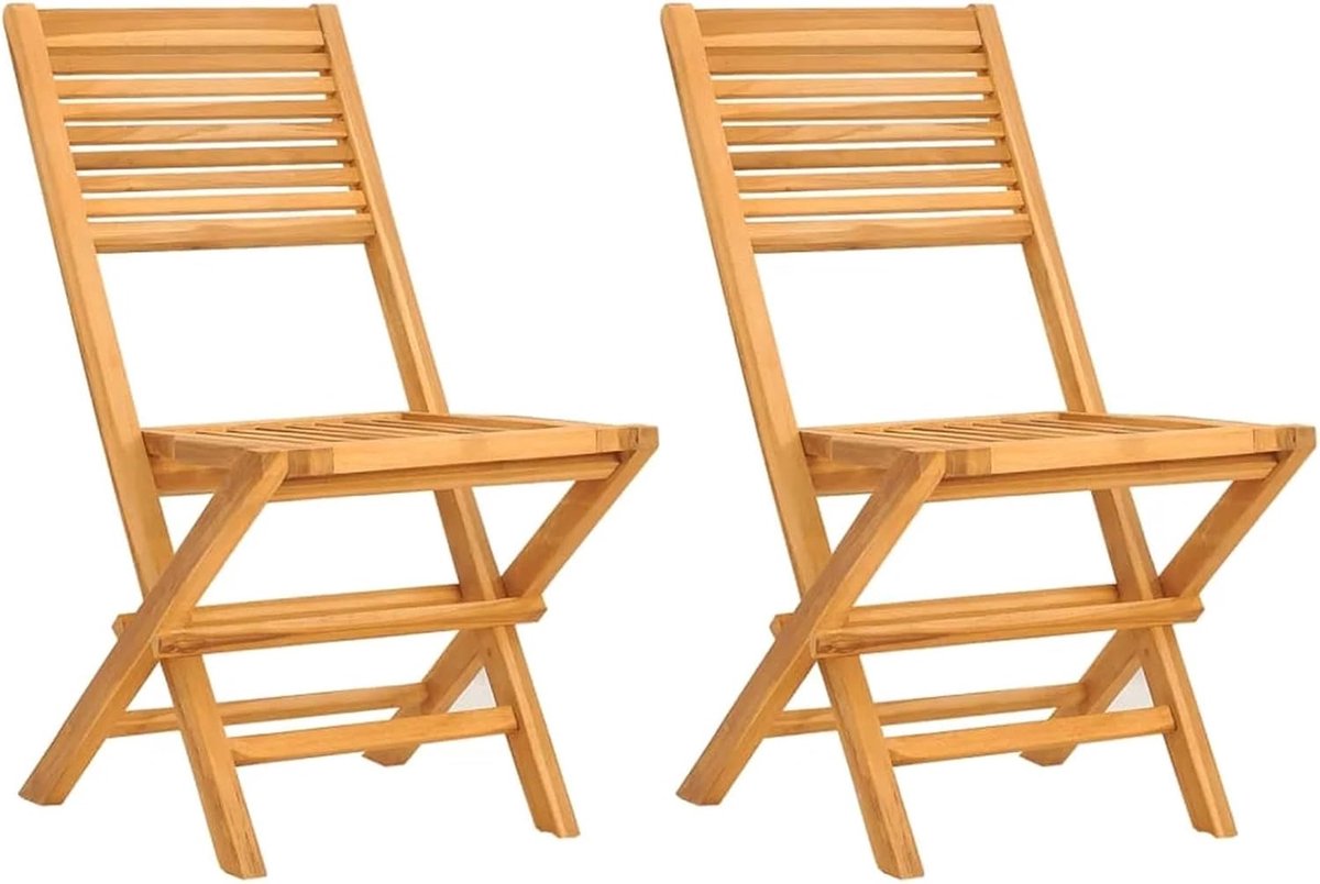 Houten Klapstoel - Tuinstoel Set - Buiten Zitten - Hoge Rugleuning - 47x62x90cm - Houtkleur