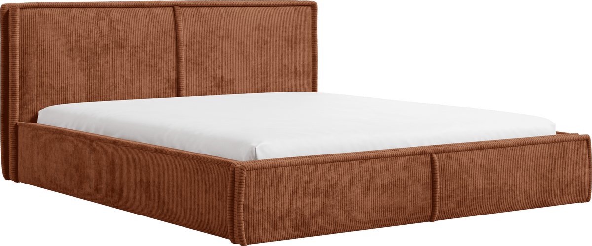 AJE Meubles B.V. Gestoffeerd Bed 04 met Opbergruimte en Hoofdbord 140x200 cm - Oranje (Poso 40)