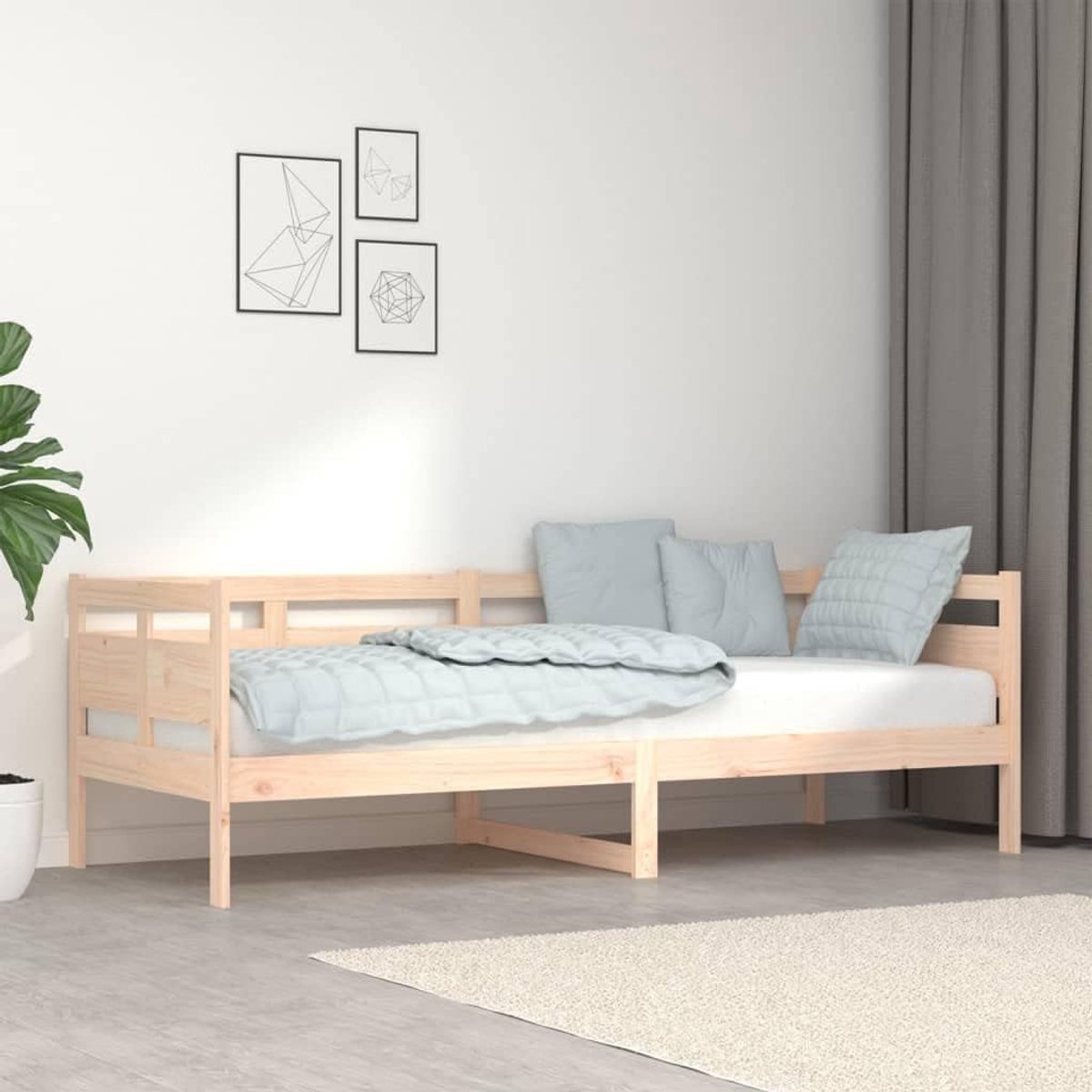 Massief houten dagbed - Logeerbed slaapbank - Gasten ontvangen - Natuurlijke nerf - 80 x 2