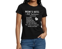 Mom's Hotel All Inclusive Grappige Moeder Tekst T-Shirt Dames