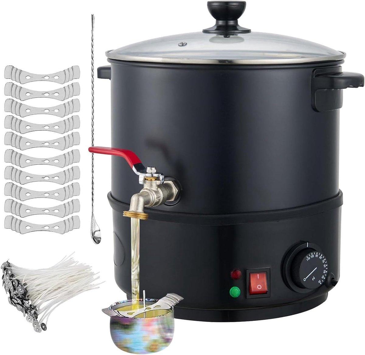 Wasmeltapparaat - Kaarsenwas Ketel - Kaarsen Maken - Instelbare Thermostaat - 10L Capaciteit - Zilver