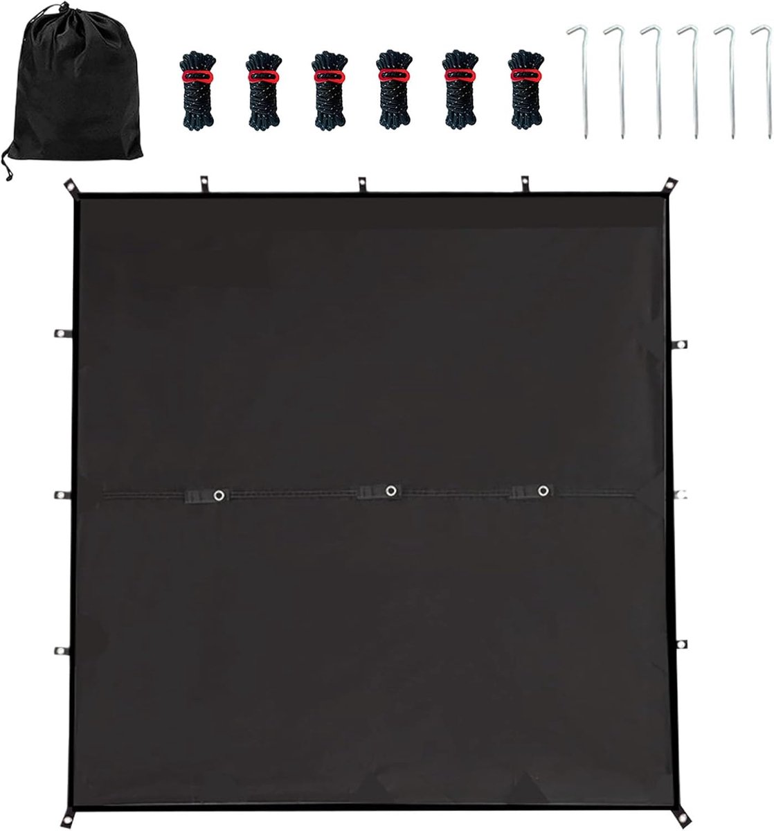 Campingzeil - Tentzeil Schuilplaats - Buiten Bescherming - Waterdicht 3000mm - 305x292 cm - Zwart