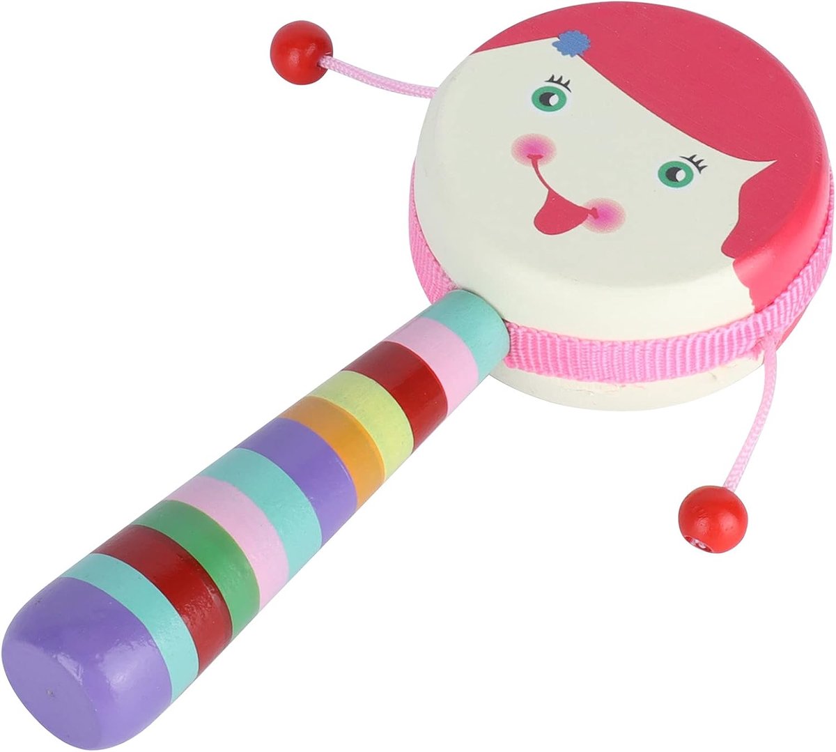 Rammelaar Speelgoed Drum - Handtrommel Muziek Speelgoed - Muzikale Exploratie - Grappig Cartoonontwerp - 18 x 8 x 4 cm
