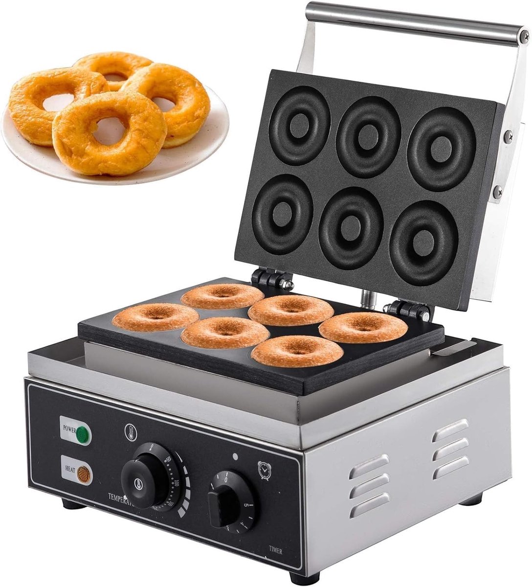 Donut Machine - Donuts Maken - Bakkerij Gebruik - Snelle Bereiding - 6 Gaten - Zilver