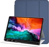 Tablet Hoes Geschikt voor Apple iPad Pro 12.9 | Luxe Tri-Fold Book Case | Kunst Leren Bescherm Hoes | Standaard Functie | Blauw