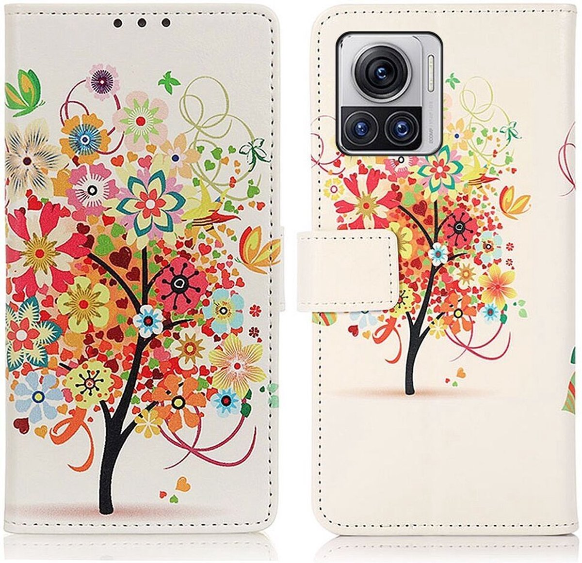 Motorola Edge 30 Ultra Hoesje Portemonnee Book Case Boom Print