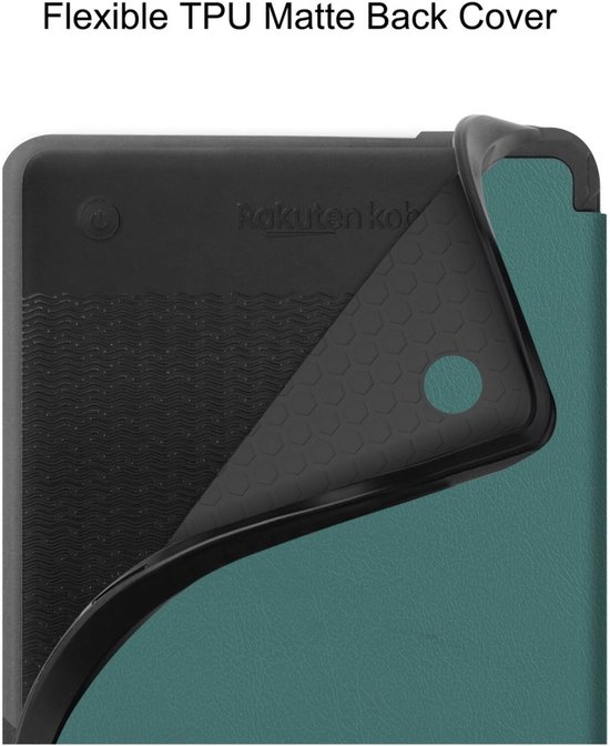 E-Reader Hoes Geschikt voor Kobo Clara Colour / Clara BW | Book Case met Sleep/Wake Functie | Kunstlederen Beschermhoes | Groen — afbeelding 2