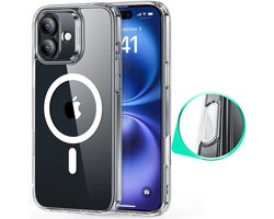 ESR Classic Hybrid HaloLock Hoesje Geschikt voor Apple iPhone 16 Plus | Compatibel met MagSafe / Qi2 en HaloLock | Back Cover met Magneet | Cameraregelaar Control Knop | Transparant