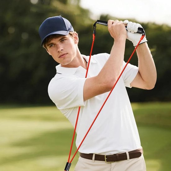 Golftrainingshulp - Schommelkoord Uitlijner - Swing Verbeteren - Elastische Latex Band - 67 x 246 cm - Rood — afbeelding 3