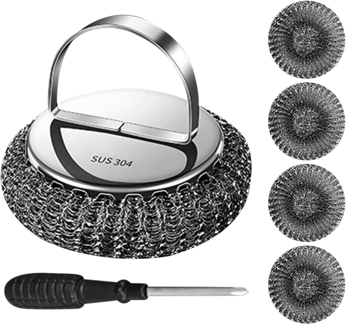 Vloerwisser Keuken - Vaatwasser Handvat - Potten Reinigen - Afneembare Kop - 163 gram - Zilver