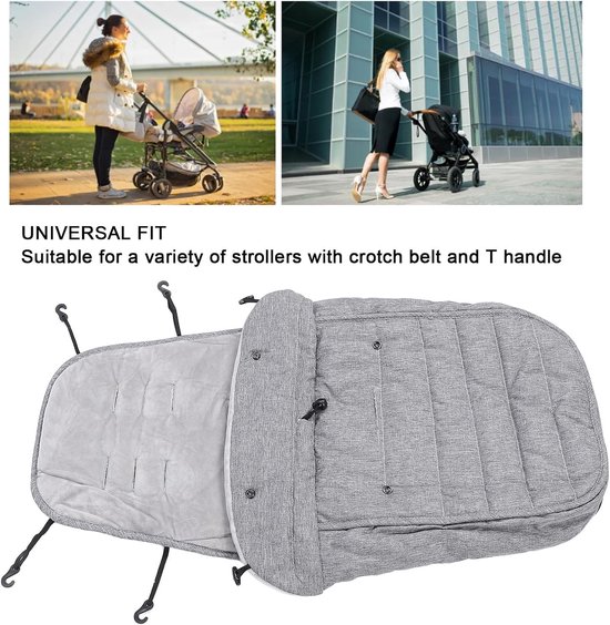 Kinderwagen Voetenzak - Baby Winterhoes - Baby Warm Houden - Universele Pasvorm - 40 x 85 cm - Grijs — afbeelding 2