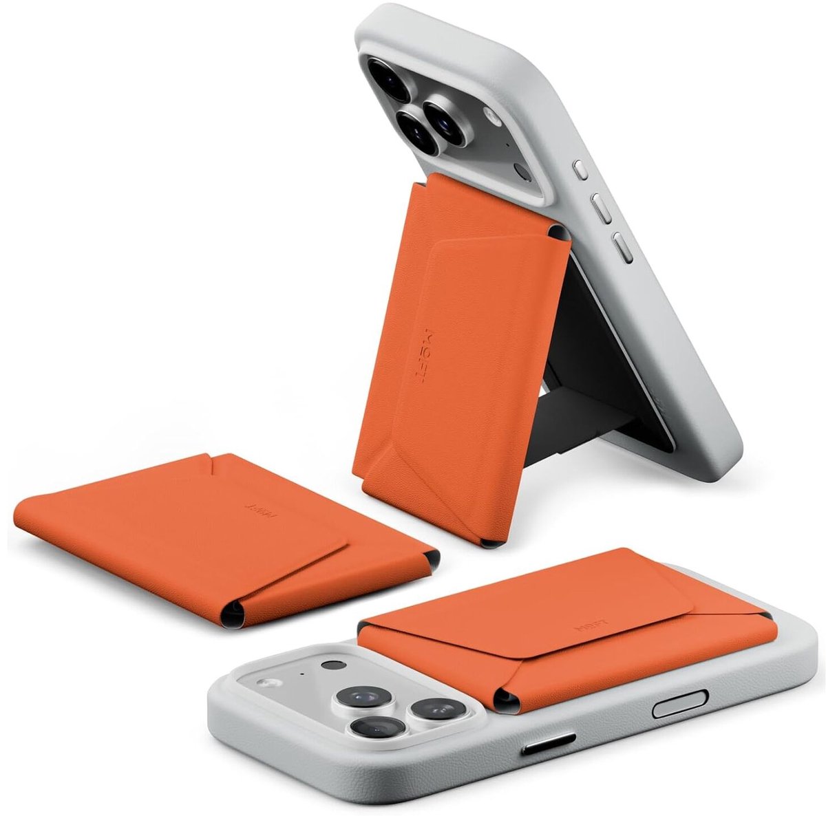 MOFT Snap Field Wallet - Agile Travel Wallet - Compatibel met MagSafe - Magnetische Kaarthouder - Pasjeshouder 8 Pasjes - RFID Portemonnee - Origami Standaard - Oranje