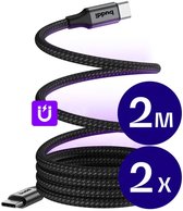 Duo Pack Buddi Flex | Magnetische USB-C naar USB-C Kabel 60W Fast Charge | 480Mbps Dataoverdracht | Gevlochten Nylon | Magnetische Kabel | Ideaal voor op Bureau | Handige Kabel | 2M | 2 Meter | Zwart