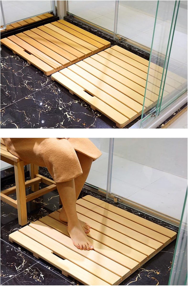 Bamboe Badmat - Houten Douchemat - Veilig Douchen - Antislip Onderkant - 150 x 50 cm - Natuurlijk Hout — cadeau in Wonen & Interieur - foto 7