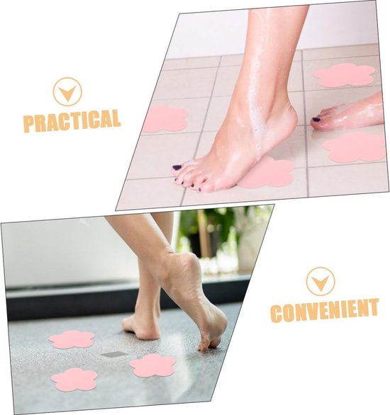 Bloemen Antislip Stickers - Badkamer Antislip Strips - Veilig Douchen - Zelfklevend PEVA Materiaal - 8.5 x 8.5 cm - Roze — afbeelding 3