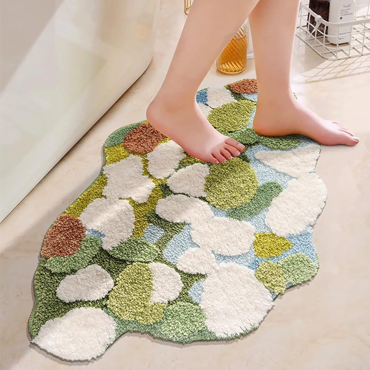 Badkamermat, 3D pluche vloerkleed Geschikt voor kinderkamer, antislip badmat, wasbaar, absorberende douche- en badmat (60×90 cm)