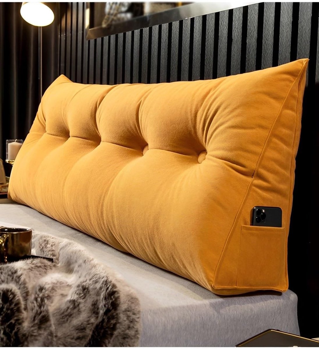 Leeskussen met Lendensteun - Rugsteun Kussen Wig - Comfortabel Lezen - Handig Zijvak - 60 