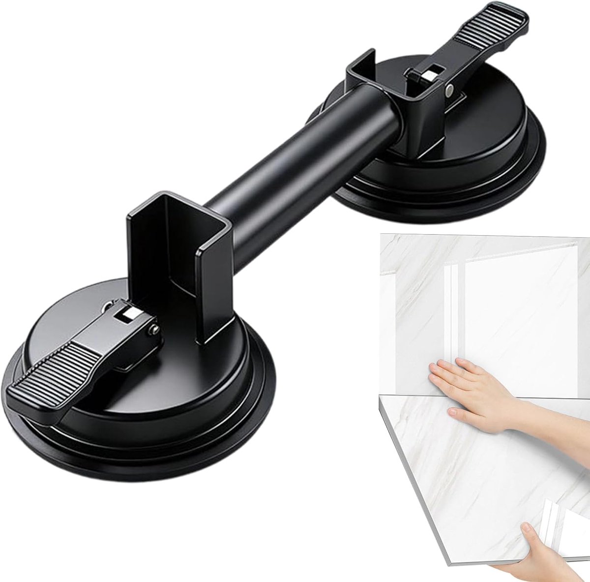 Glazen Zuignappen - Vacuüm Plaat Houder - Zware Voorwerpen Verplaatsen - Dubbellaags Afdichting - 14 inch - Zwart