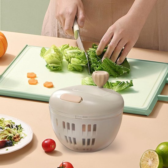 Saladecentrifuge - Groentereiniger Saladedroger - Verse Salades Maken - Tijdbesparend Centrifugeren - 800 ml - Grijs — afbeelding 3