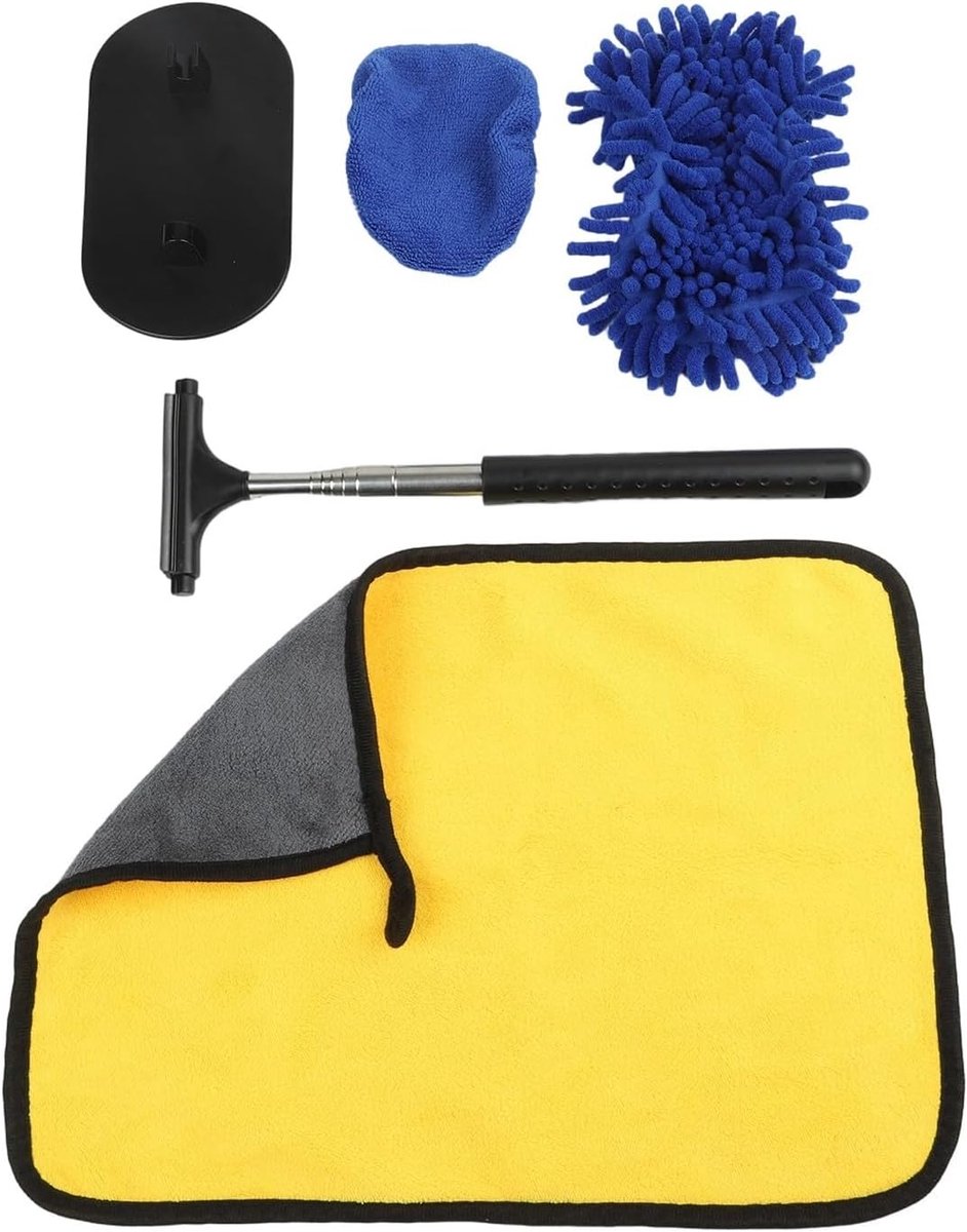 Autowasborstel Uitschuifbaar - Autoborstel Draaibare Kop - Voertuig Reinigen - 180 Graden Draaibare Kop - 27-101 cm - Blauw